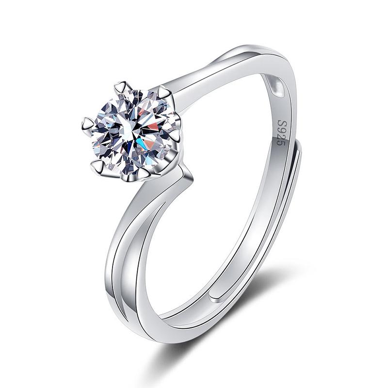 Tancise Klasik 925 Ayar Gümüş Mozanit Yüzük Bayanlar Takı Düğün Promise Parti Hediye