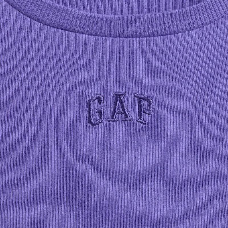 Gap Girls' Logo Embroidered Ribbed Long-Sleeve T-Shirt