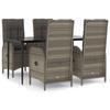 VidaXL Mobilier à dîner de jardin et coussins 5 pcs noir et gris 3185181