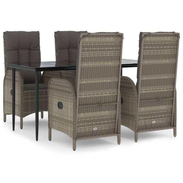 VidaXL Garden Dining Furniture and Cushions 5 Pcs Black and Grey 3185181