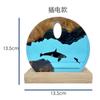 Creative Solid Wood Resin Ornament Killer Whale Diver Ocean Series Atmospheric Night Light Holiday Creative Gift