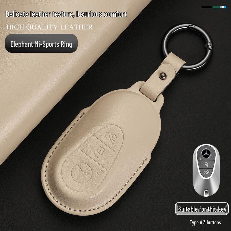 Genuine Leather Key Cover for Mercedes C260L, GLA, GLC300L, GLE, E300L, A200L, and GLB