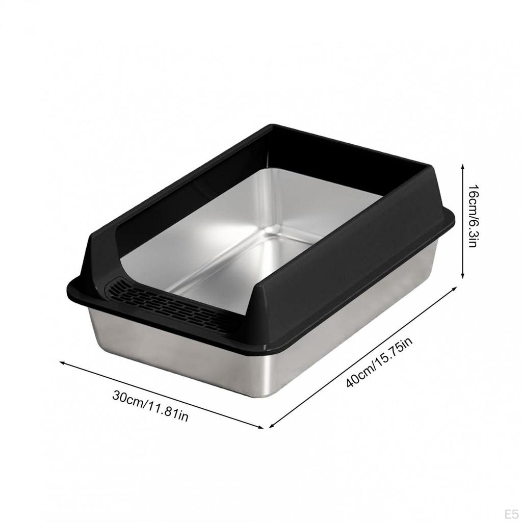 Stainless Steel Litter Box with Cat Shovel Container Large Gray