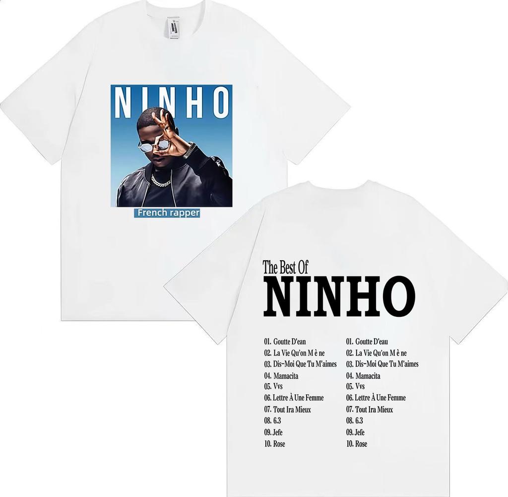 French Pop Rapper Ninho Gothic Graphics High Quality Tshirt Oversized Casual Cotton Tees Mens Women Hip Hop T Shirts Streetwear