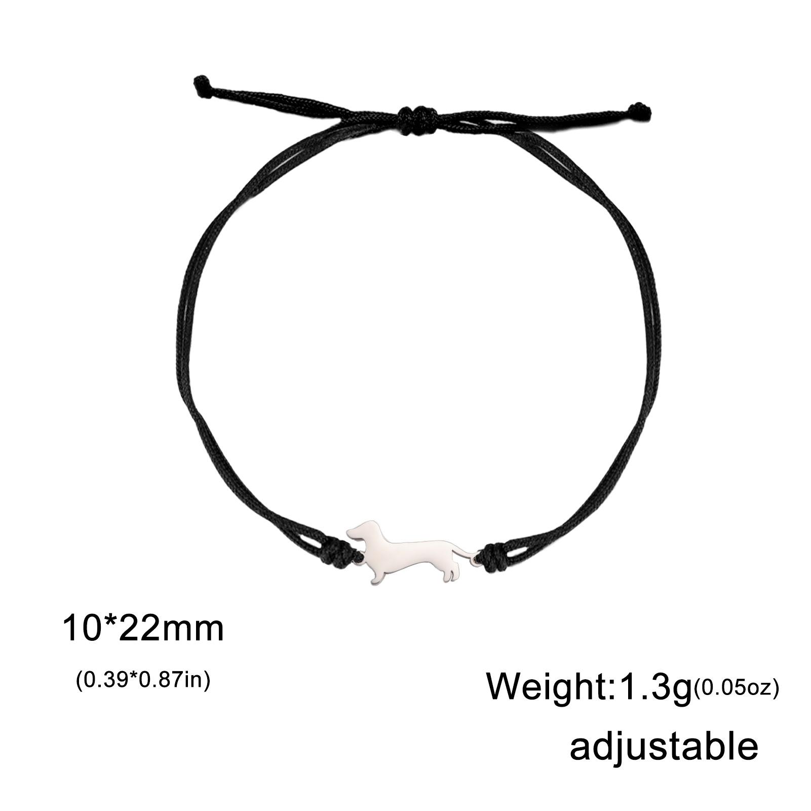 

Adjustable Titanium Steel Bracelet With Dachshund Pendant Minimalist Double Opening Design Trendy Personalized Jewelry