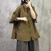 Women's Short-Sleeve Plaid Cotton Linen Shirt: 2025 Summer Collection, Loose Fit, Plus Size, High-End Feel