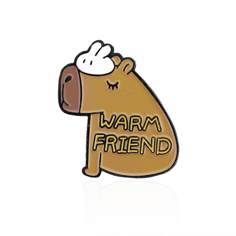 Adorable Capybara Prankster Brooch: I Love Hugs Fashion Badge
