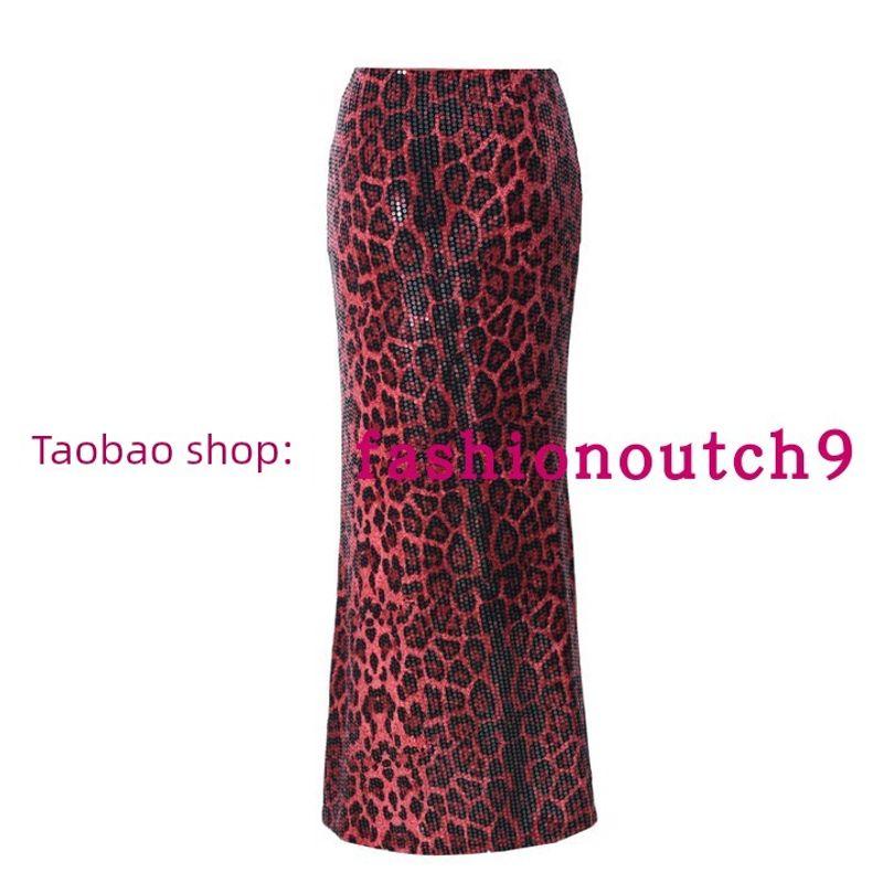 

Эластичная юбка с леопардовым принтом, пэчворком из бусин Rose Red S