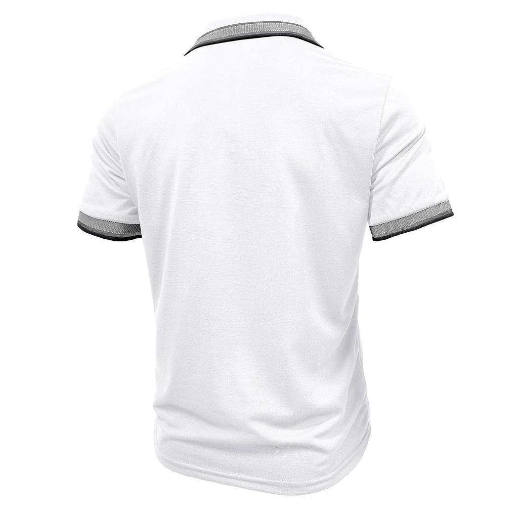 Men’s T-shirts Color Block Short Sleeves Polo Shirts Lapel Collar Tops Daily Casual Summer Menswear Tennis Golf Shirt