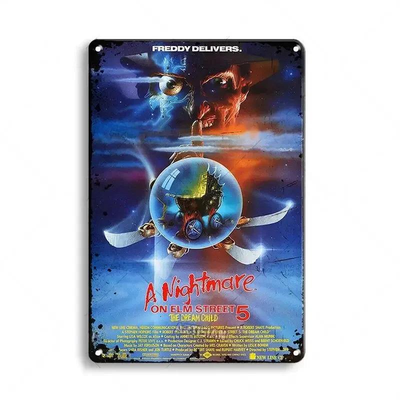 FJ Decor Segni Metallici Classici Film Horror Lattina Targhetta Piatto Decorativo Retrò Bar Club Pub Decorazione Murale Arrugginito