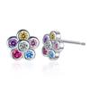 2026 Fashion Versatile Rainbow Flower Stud Earrings Zircon Exquisite Earrings European and American Earbone Studs