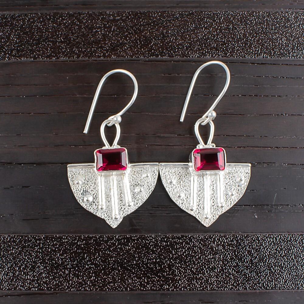 

Pink Tourmaline Gemstone 925 Sterling Silver Jewelry Handcrafted Earrings 1.19 EE-65-8