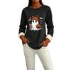 Women's Lined Long Sleeve Neck Halloween Print Top
