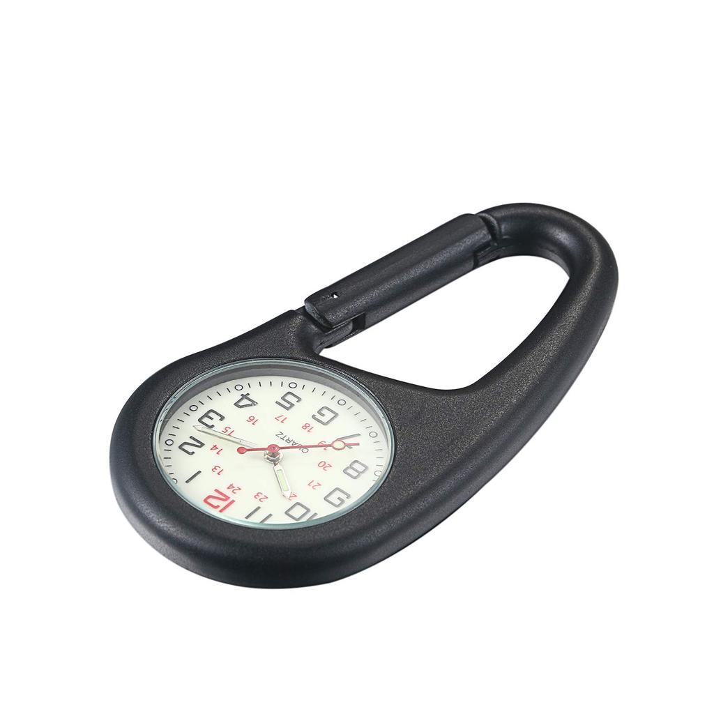 JEWELRYWE Watch Clip, Luminous Analog, Waterproof, Hiking, Bag Clip, Sports Watch, Popular Fashion Accessory (Black)