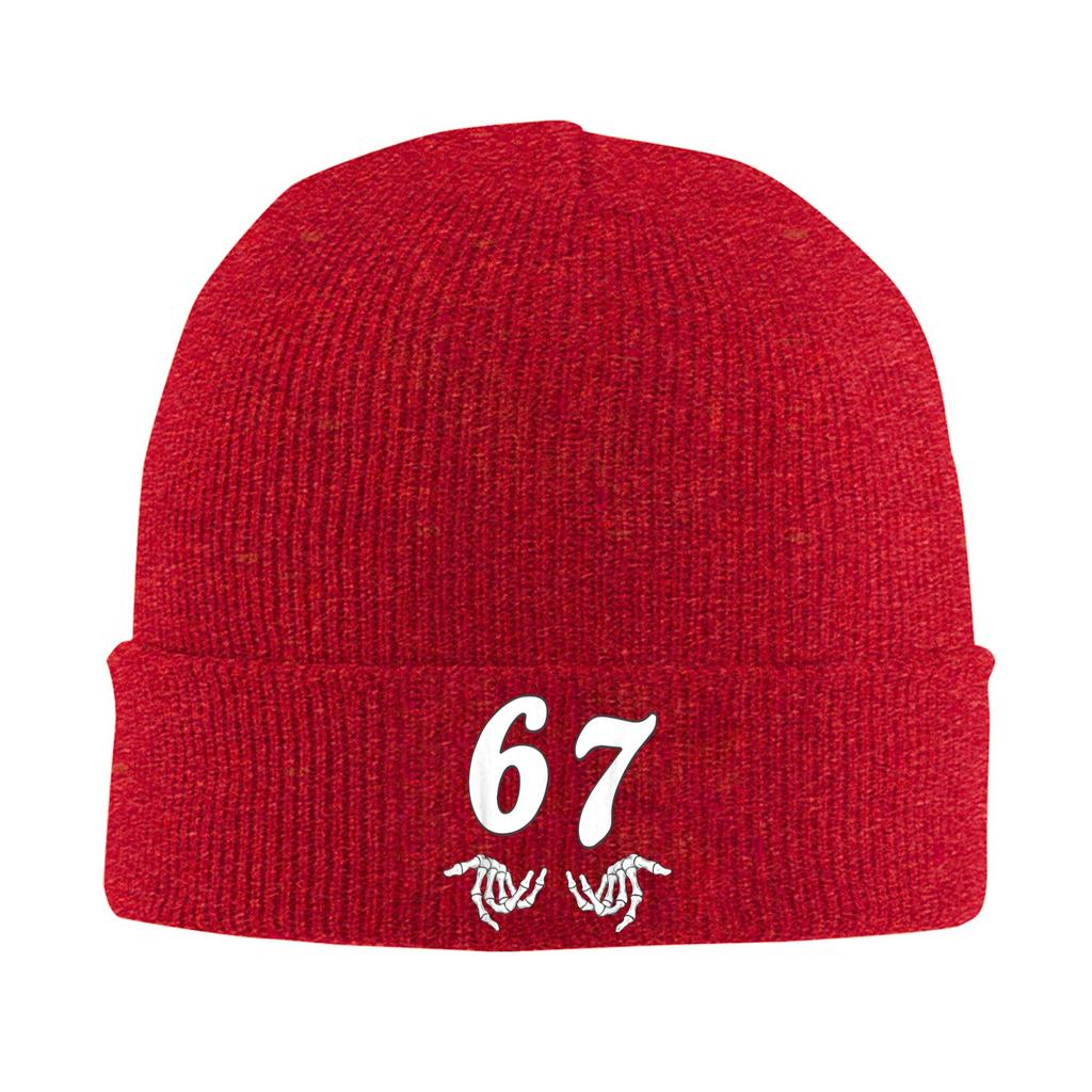 Funny Six Seven 6 7 Meme 67 Skeleton Hand Halloween Beanie Hats Bonnet Hats Men Vintage Kpop Knitting Hat Winter Head Wrap Caps