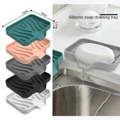 Kitchenware Sponge Holder Convenient No Standing Water Dish Sponge Soap Drain Storage Tray Silicone Sink Pad Kitchen Bathroom