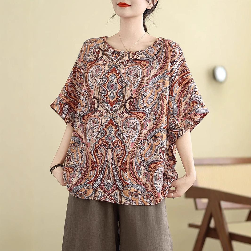 

Футболка большого размера с короткими рукавами, женская летняя, нового стиля, облегающая, в стиле ретро, повседневная, свободная, с принтом, универсальная 3XL