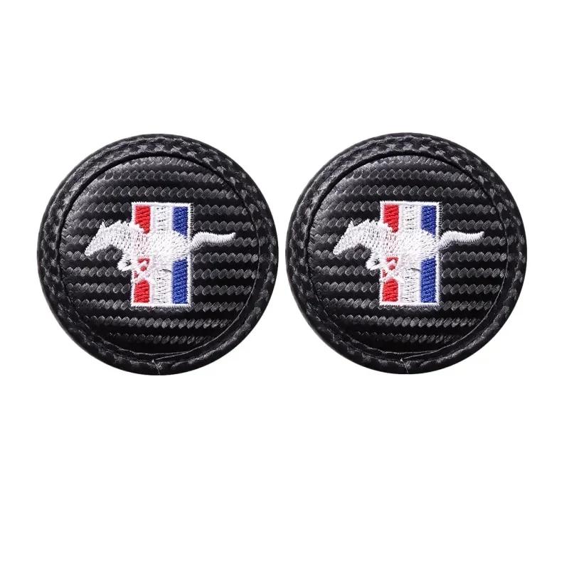2pcs Car Logo Cup Holder Mat Coaster for 1JHW Mustang ST Shelby Fiesta Transit Ecosport Galaxy Focus Mondeo Explorer Accessories KHE1