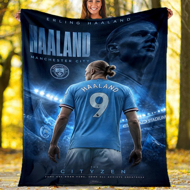 1pc Haaland1 Theme Blanket - Digital Print, Polyester, Cozy for All Seasons, Perfect for Outdoor, and Travel