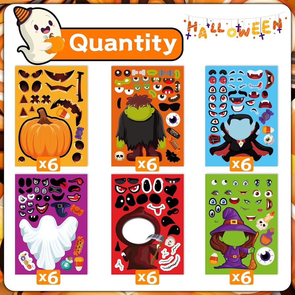 Halloween36 Pcssheets Halloween Decor Halloween Face Stickers Halloween Party Games Halloween Party Toddlers Halloween Sticker