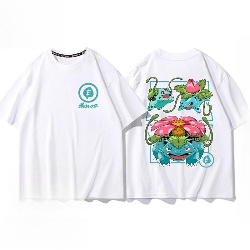Pokémon Pikachu Gengar Charmander White Tshirt Mens 2026 Summer Fashion Oversize Street Casual Y2K Tops Streetwear Clothing
