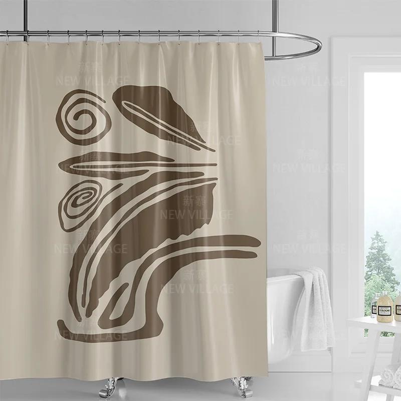 Modern Art Graffiti Shower Curtain Suit Waterproof Curtain 12 Hook Nordic Style Bathroom Bathtub Dual-Use Shower Curtain