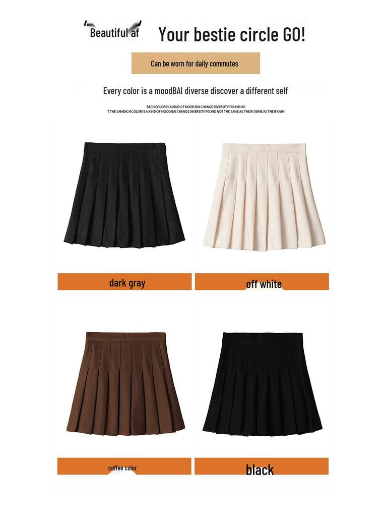 High Waist Slimming Wool Blend Pleated A-Line Skirt - Petite to Plus Size, Autumn/Winter, College JK Style, Extended Midi Length.