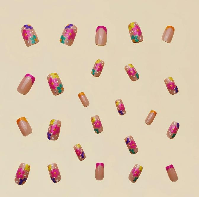 Europäische und Amerikanische Tragbare Nagelstücke Nagelkunst Tragbare Nägel Französische Blume Falsche Nagelverlängerung Abnehmbarer Nagel