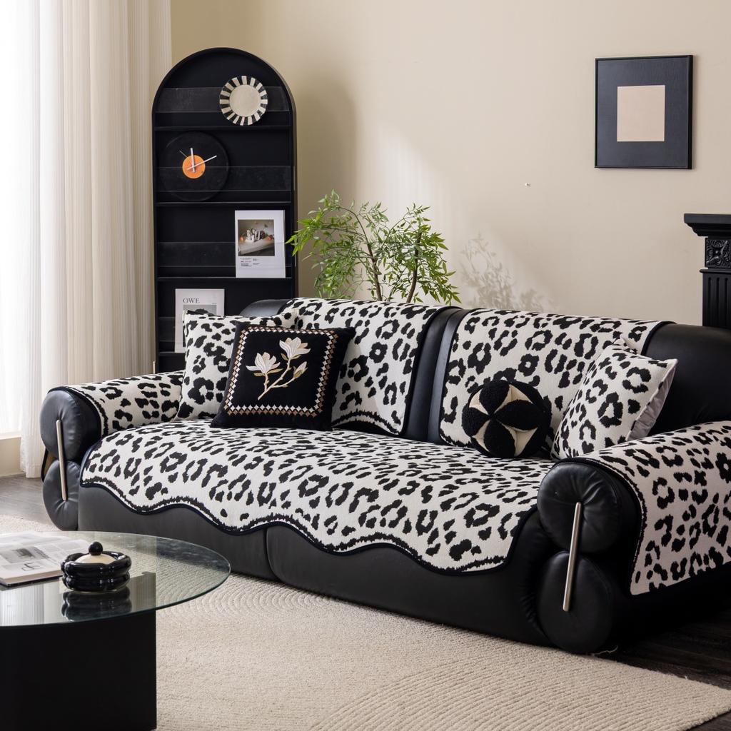 1 Stück Neue Leopard Jacquard Chenille Sofakissen – Rutschfest Unregelmäßige Form Sofaüberwurf Ganzjahres Couchbezug Möbel Heimdeko
