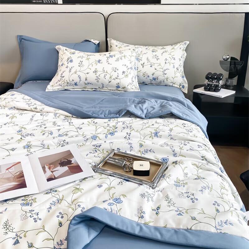 PLOVER Hemp-Feel Cotton Summer Quilt 4-Piece Set