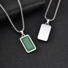 Vnox Edelstahl Grüne Naturstein Halskette für Männer Jungen, Geometrisches Quadrat Anhänger mit Kasten Kette Halsketten Schmuck Geschenk