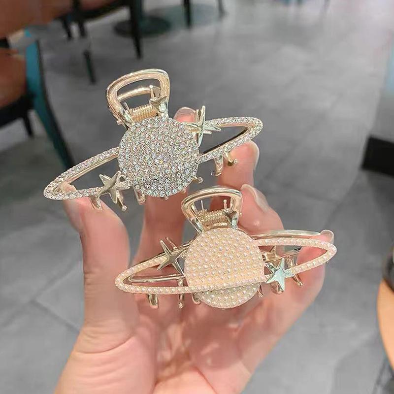 Hair Clip Elegant Pearl  Planet Hair Claw For Women Girls Versatile Shark Clip Exquisite Hair Accessories Gift