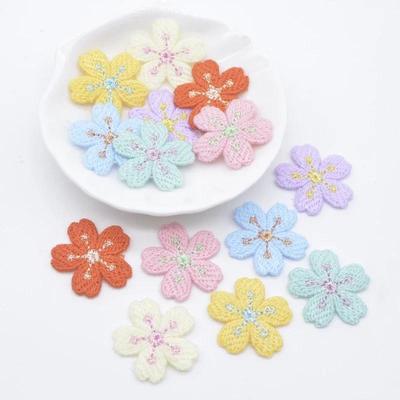 20Pcs 25mm Cherry Blossoms Flower Applique for DIY Clothes Hat Shoes Sewing Patches Headwear Hair Clips Decor Accessories