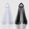 Halloween Cosplay Cloak Ghost Mesh Hooded Drawstring Cape Pleated Floor Length Gothic Cloak Medieval Performance Capes Costumes