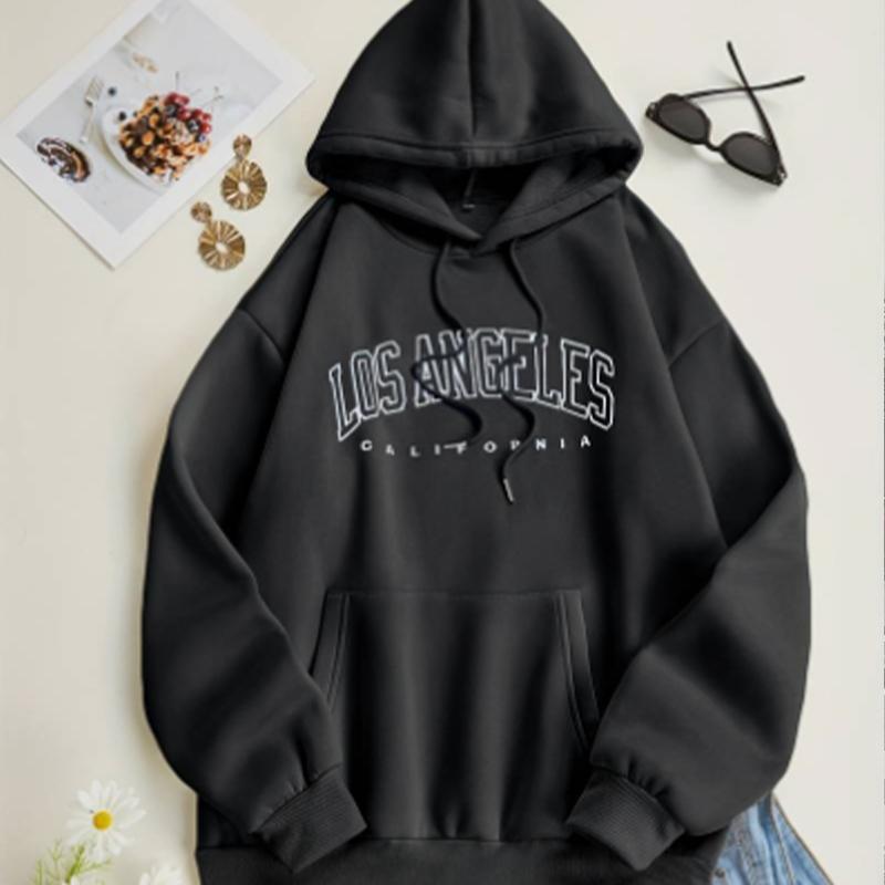 

Женские свободные толстовки с капюшоном и принтом в виде букв, блузки, толстовки, повседневные свитера с длинным рукавом M серый