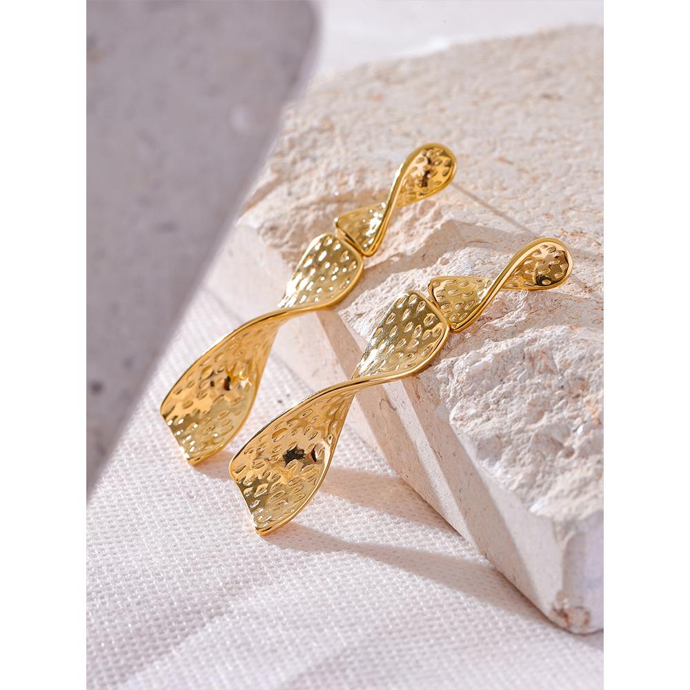Yhpup Trendy Stainless Steel Hammer Large Geometric Drop Earrings Women Fashion Statement Fashion Jewelry Waterproof