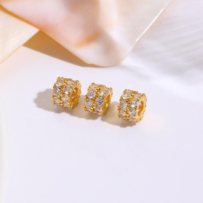 Copper-plated K gold color-preserving beads handmade loose beads DIY bracelet necklace crystal pearl spacer beaded jewelry accessories