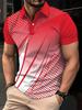 Geometric Print Short-sleeve Polo Shirt, Stylish Casual Men's Versatile Top.