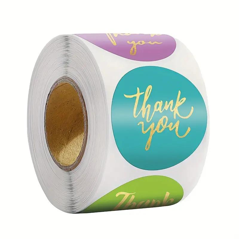 500Sheets/roll Bronzing Self-Adhesive Thank You Stickers Box Seal Gift Box Decor Bag Packaging Label