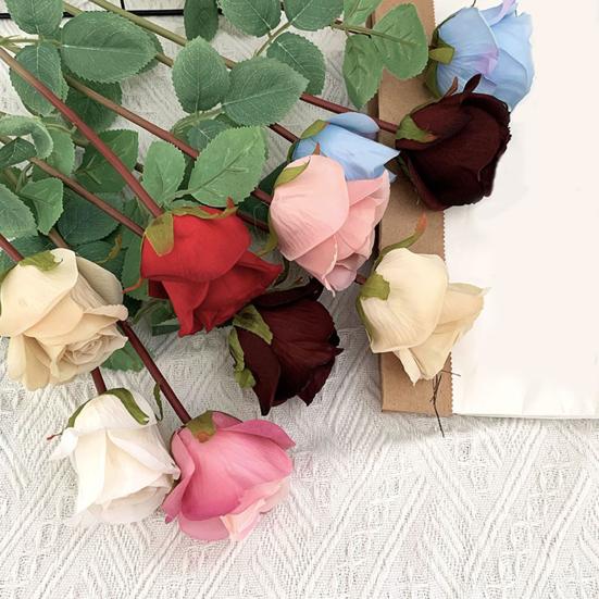 Artificial Flower Faux Silk Flower Fabric Soft Pliable Petals Flexible Stems Realistic Look Fake Roses Wedding Bouquets Photo Props