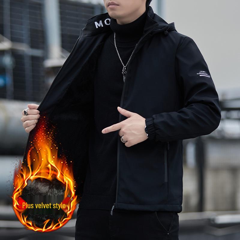 Men's 2025 Spring/Autumn Hooded Jacket: Printed Casual Sport Windbreaker