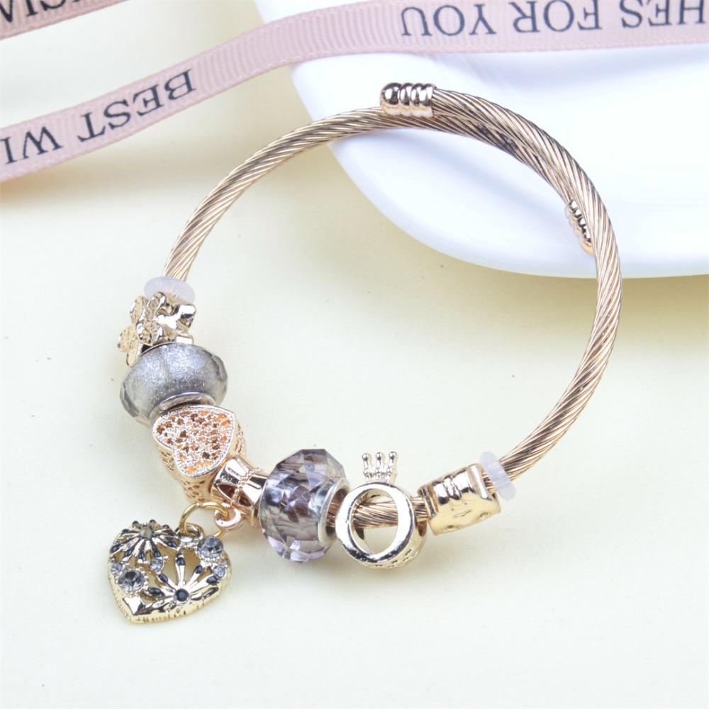 Beaded Bracelet Bangle Multi Element Stainless Steel Copper Alloy Open Spring Snake Bone Chain