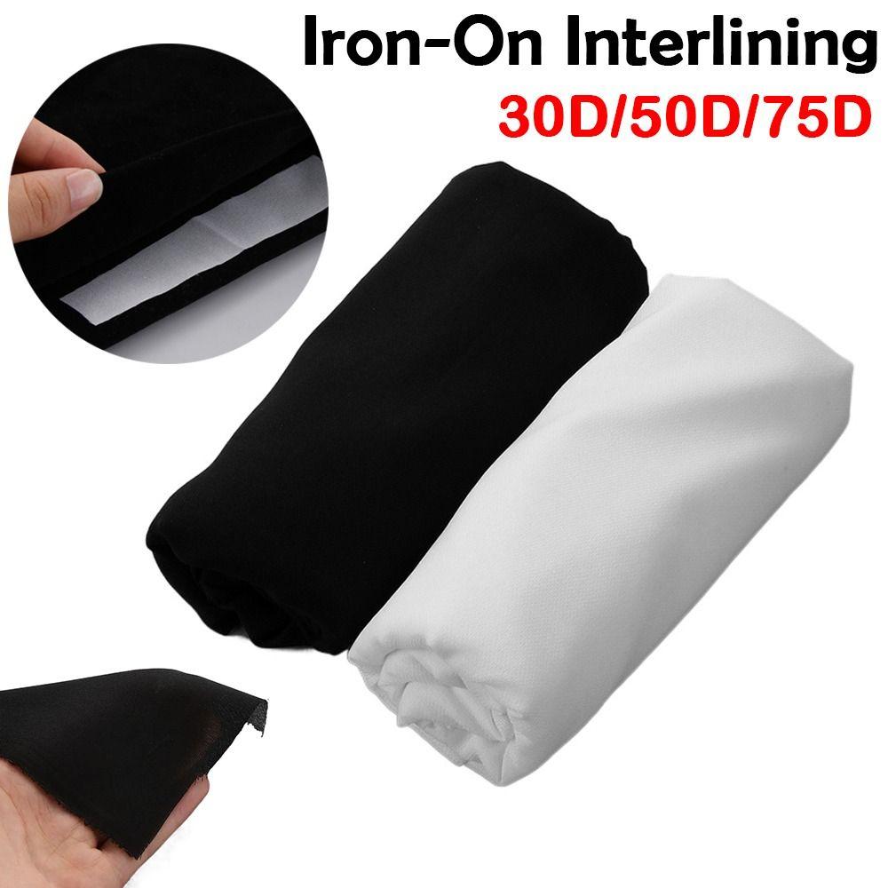 30D/50D/75D Iron-On Interlining Fabric Black Polyester Single-Sided Adhesive Lining DIY Lightweight Fusible