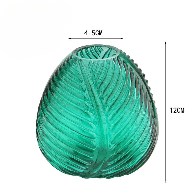 

Минималистский современный узор из листьев, стеклянная ваза для цветов, небольшой размер, украшение из сухих цветов, цветная флористика, офисные украшения, вазы