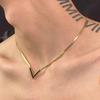 Trendy V-Shaped Necklace: Luxurious, Versatile Titanium Steel Snake Chain for Men & Women, Fade-Resistant, Minimalist Design