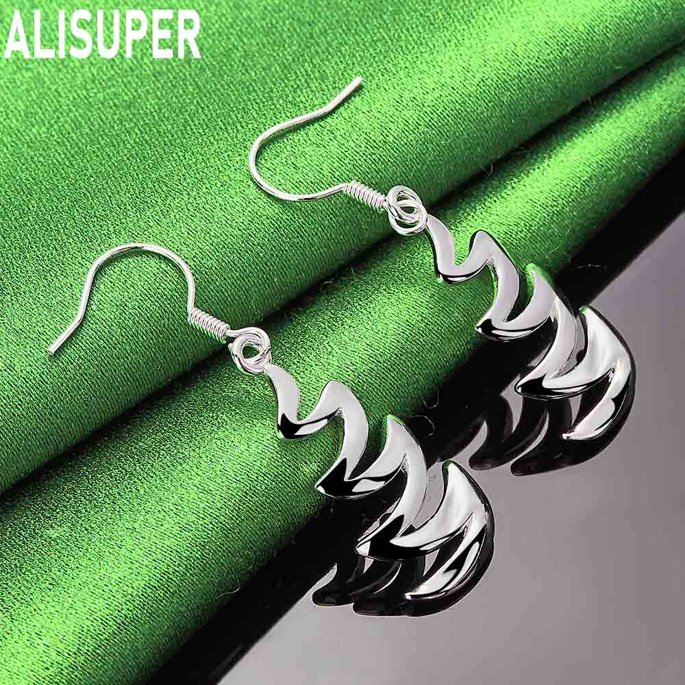 Pandantiv din argint 925 în formă de semilună cu cercei piercing, bijuterii de nuntă cu farmec la modă