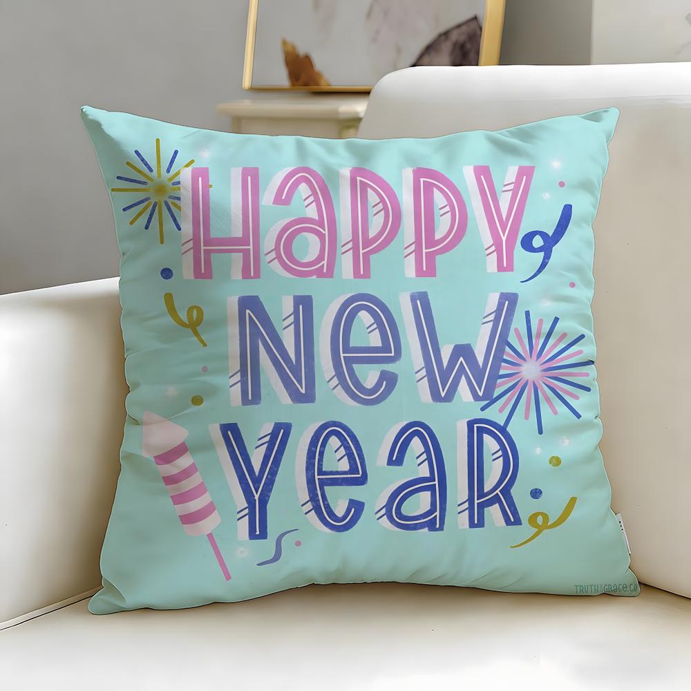 Holiday New Year'S Day Cushion Cover Soft & Easy-Wash Pillow Case – Versatile For Couch, Bed, Travel And Office