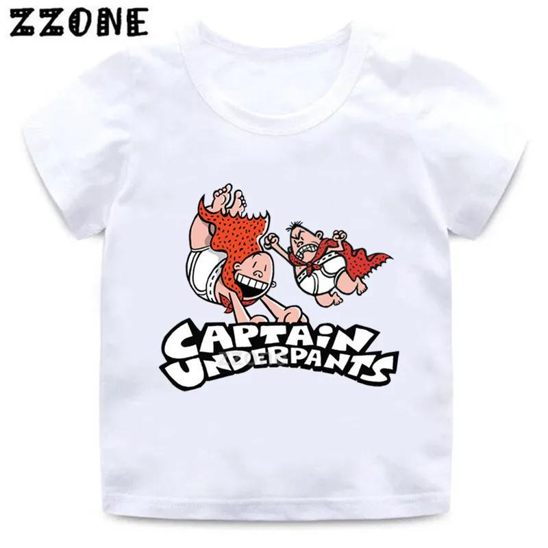 Boys and Girls Captain Underpants Cartoon Print T shirt Kids Funny Casual Clothes Baby Tops Children Summer Short Sleeve Tshirt