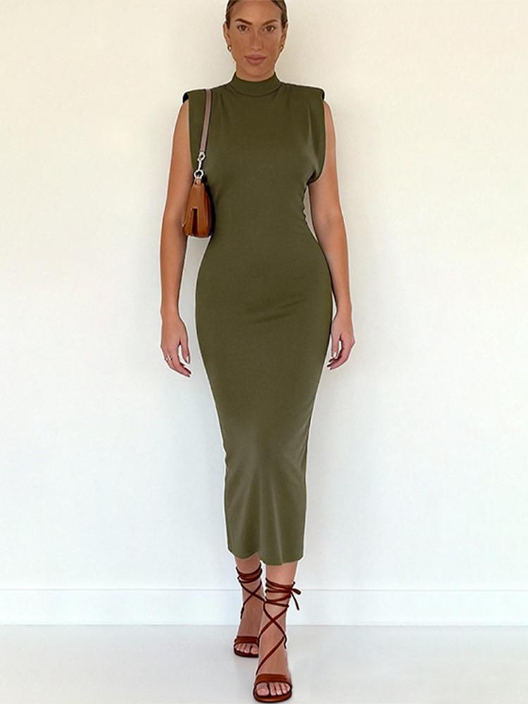 New Style Women's European & American Fashion: Sleeveless Slim Fit Padded Shoulder Hip Skirt
