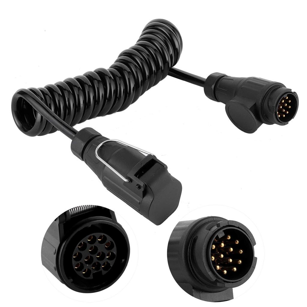 Trailer Cable, 13 Pin To 13 Pin Adapter Cable Trailer Plug Extension Spring Cord for Car Caravan RV